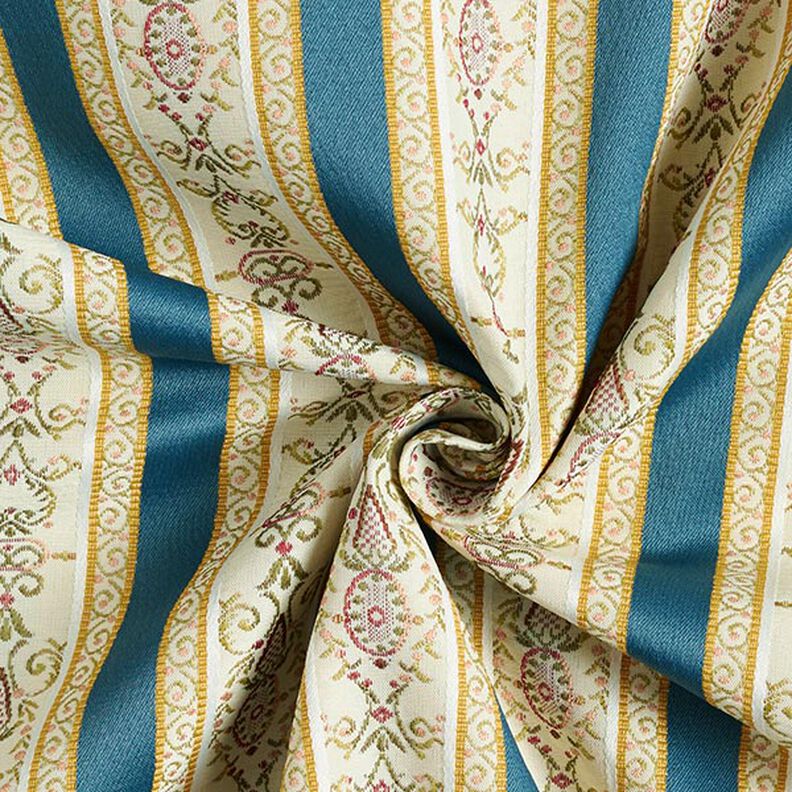 Möbelstoff Jacquard Biedermeier Streifen – creme/blau,  image number 4