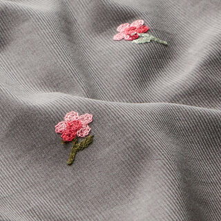 Babycord kleine Blümchen Stickmotiv – grau, 