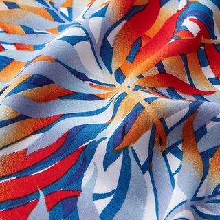 Viskosestoff tropische Blätter – weiss/orange, 