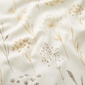 Dekostoff Halbpanama Trockenblumen &ndash; hellbeige, 