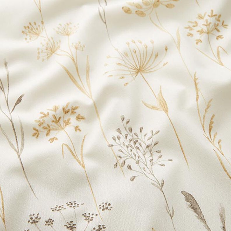 Dekostoff Halbpanama Trockenblumen – hellbeige, image number 2