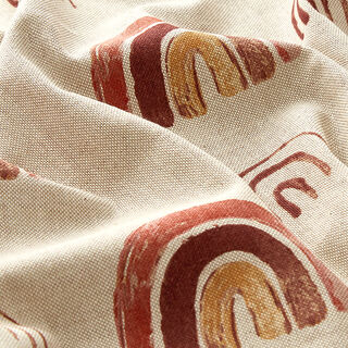 Dekostoff Halbpanama Regenbogen – natur/rot, 