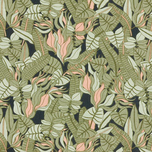Baumwollstoff Cretonne tropische Blätter – schwarz/grün,  image number 1