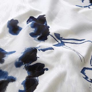 Seiden-Viskose-Satin gemalte Blumen – weiss, 