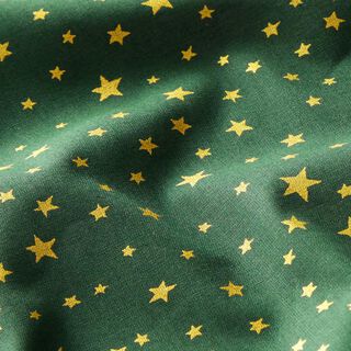Dekostoff Cretonne weihnachtlicher Sternenhimmel – dunkelgrün, 