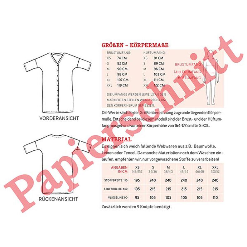 FRAU EDDA gerades Blusenkleid mit Knopfleiste und Taschen | Studio Schnittreif | XS-XXL,  image number 12