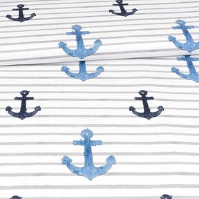 Baumwolljersey Ankerpatches | Glitzerpüppi – weiss/silbergrau, 