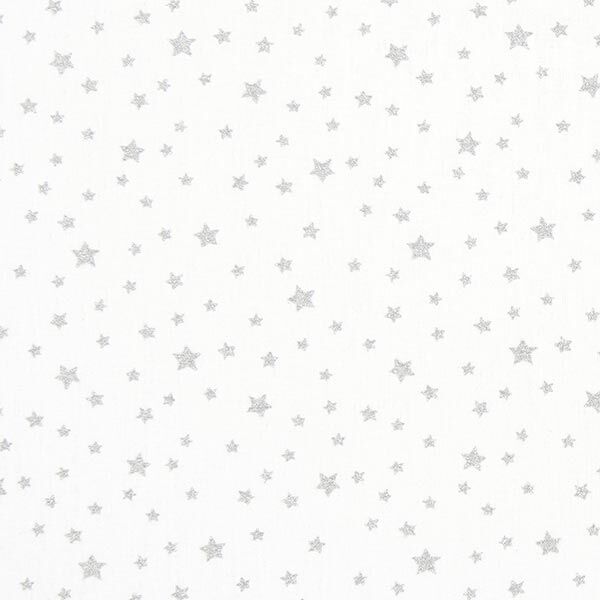 Baumwollstoff Cretonne kleine Glitzersterne – silber | Reststück 100cm