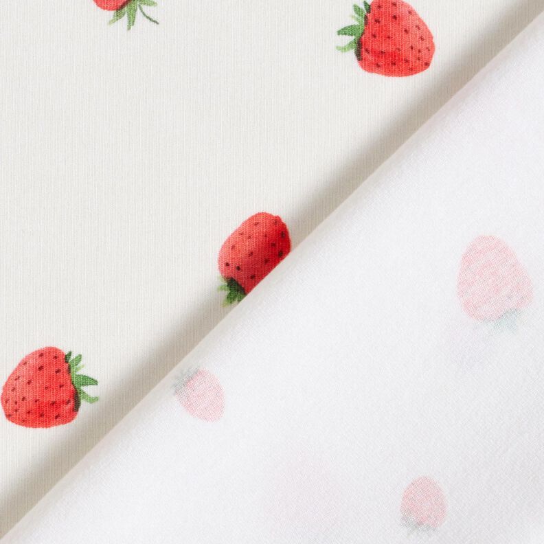 GOTS Baumwolljersey Aquarell Erdbeeren Digitaldruck – elfenbein,  image number 4