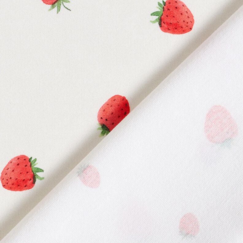 GOTS Baumwolljersey Aquarell Erdbeeren Digitaldruck – elfenbein, image number 4