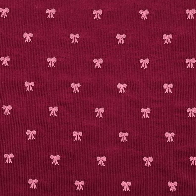 Babycord gestickte Schleifen | Poppy Fabrics – karminrot,  image number 1