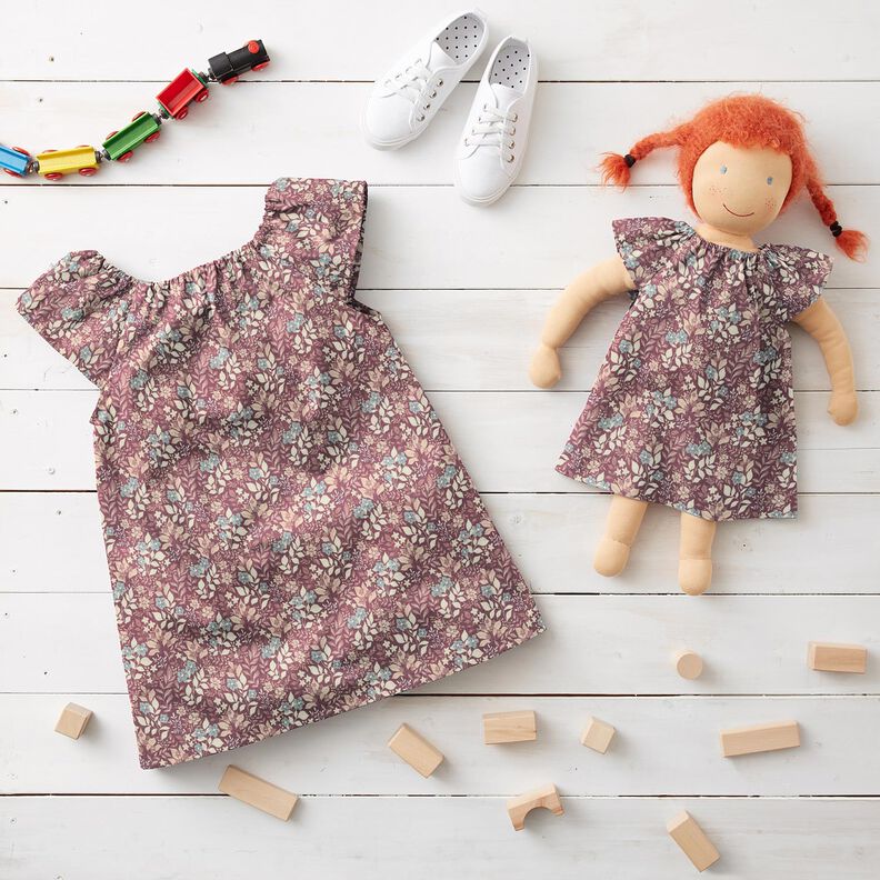 Baumwollflanell Herbstblumenwiese – pflaume,  image number 6