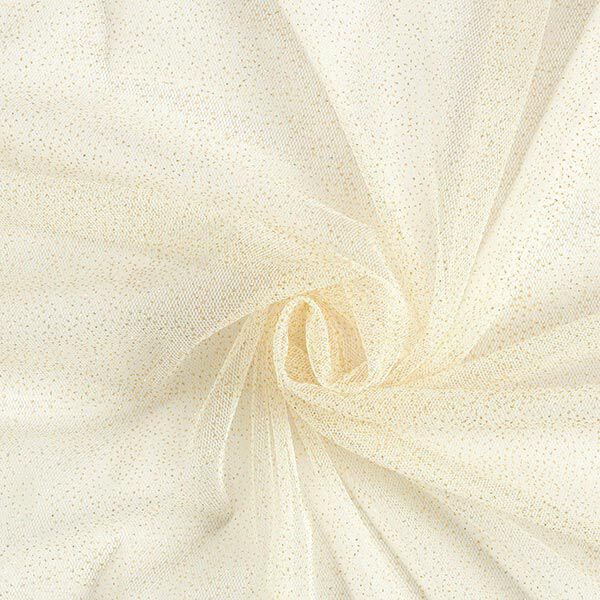 Glitzertüll Royal – wollweiss/gold
