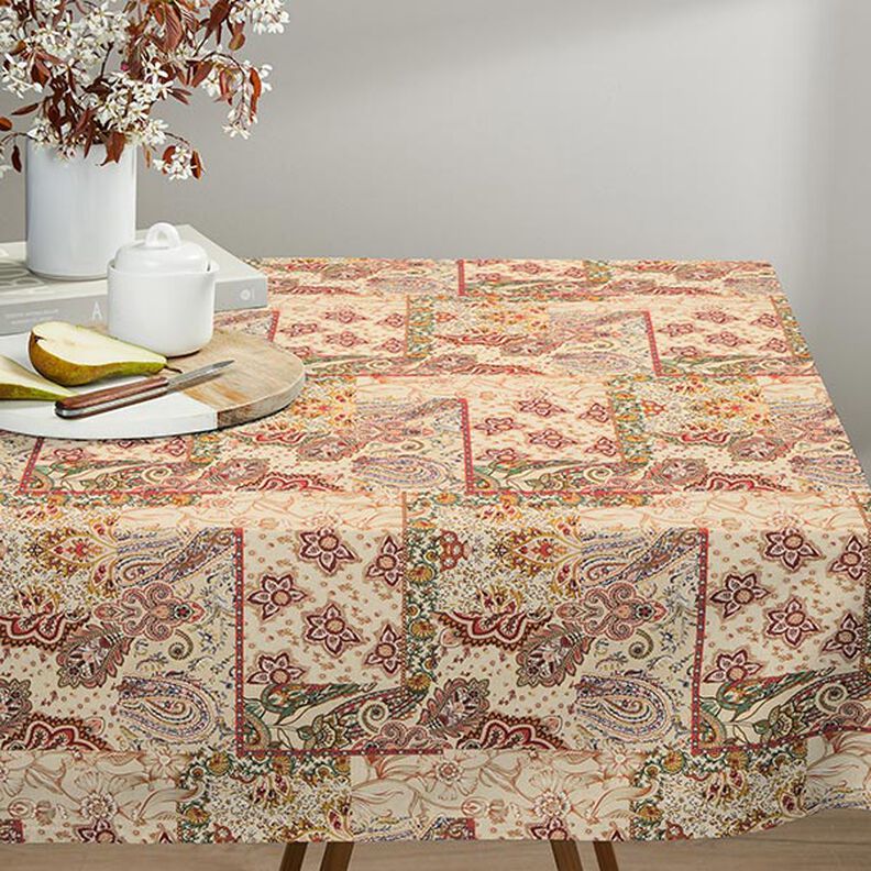 Dekostoff Halbpanama Retro Paisley – beige,  image number 7