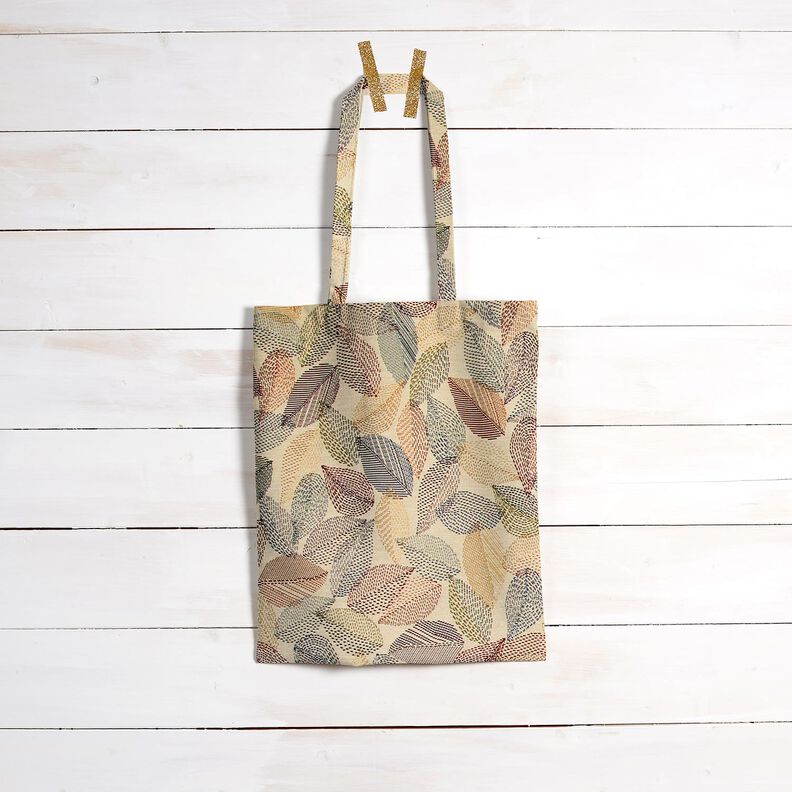 Dekostoff Gobelin Blätterskizzen – hellbeige/grün,  image number 6