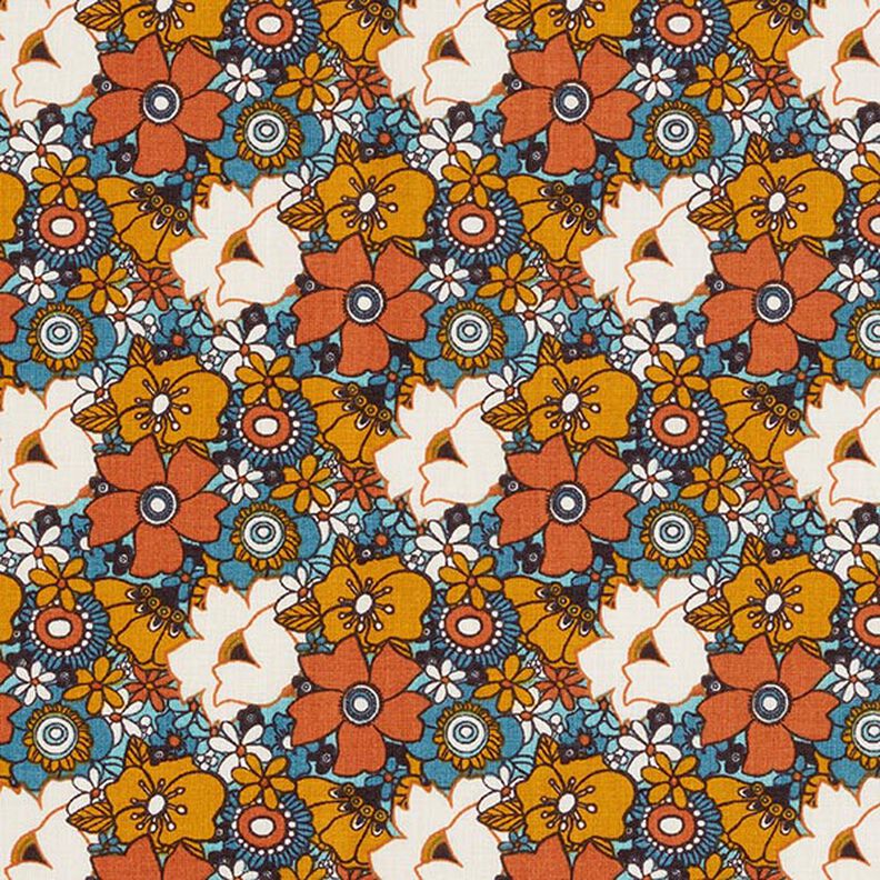 Baumwollstoff Cretonne Retro Blumen – karamell,  image number 1
