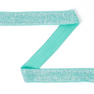 Elastisches Einfassband (Falzgummi), glitter - türkisblau, 