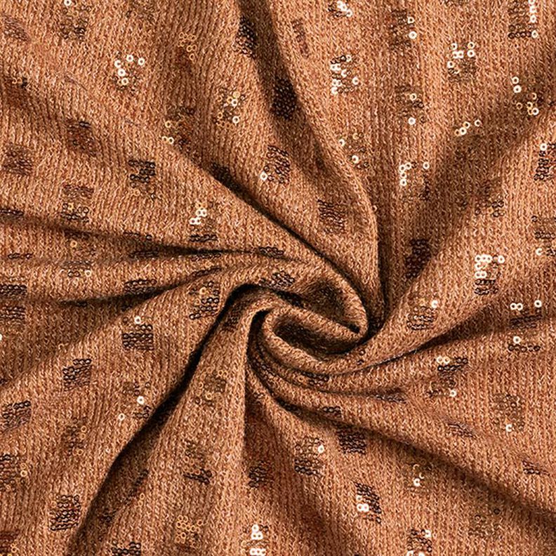 Strickstoff Glitzerpailletten Kästchen – karamell, image number 3
