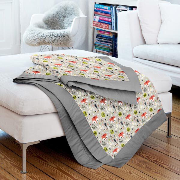 Wellnessfleece Doubleface Fuchs – hellgrau/kirschrot, image number 5