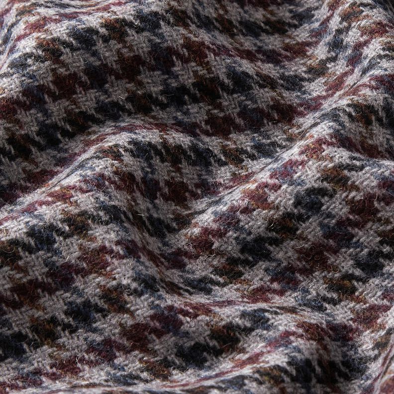 Mantelstoff Woll-Mix kleiner Hahnentritt – merlot/silber,  image number 2