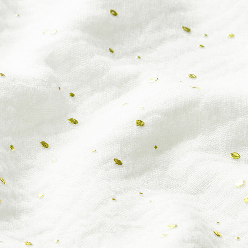 Baumwoll Musselin verstreute Goldtupfen – weiss/gold,  image number 2
