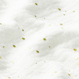 Baumwoll Musselin verstreute Goldtupfen – weiss/gold, 
