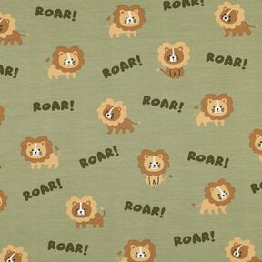 Baumwolljersey Löwe | Poppy Fabrics – pistazie/rehbraun, 