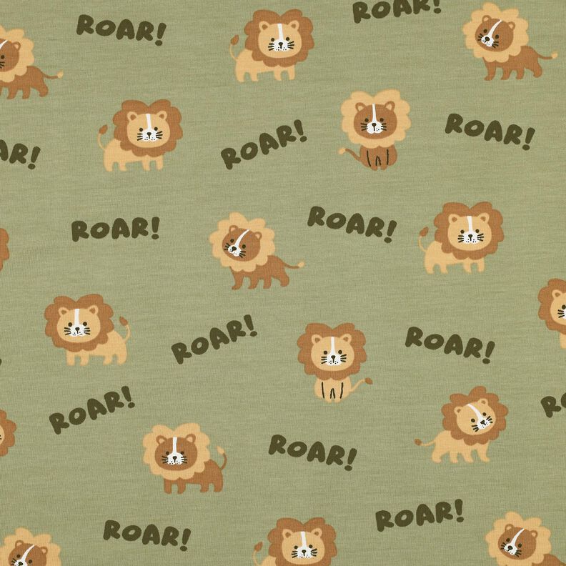 Baumwolljersey Löwe | Poppy Fabrics – pistazie/rehbraun, image number 1