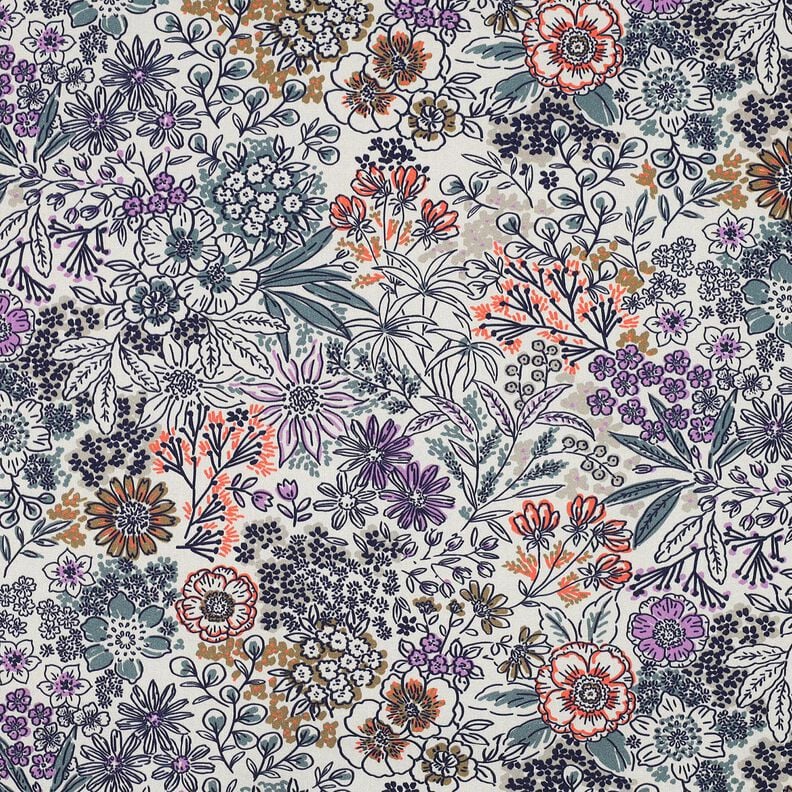 Baumwollpopeline Wildblumen | Poppy Fabrics – weiss,  image number 1