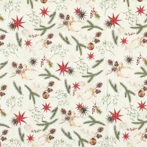 Dekostoff Jacquard Lurex Tannenzweige – natur/gold, 