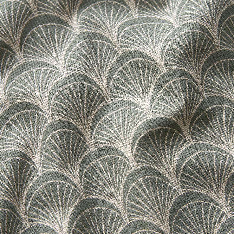 Dekostoff Halbpanama elegante Bögenfächer – natur/schilf,  image number 2