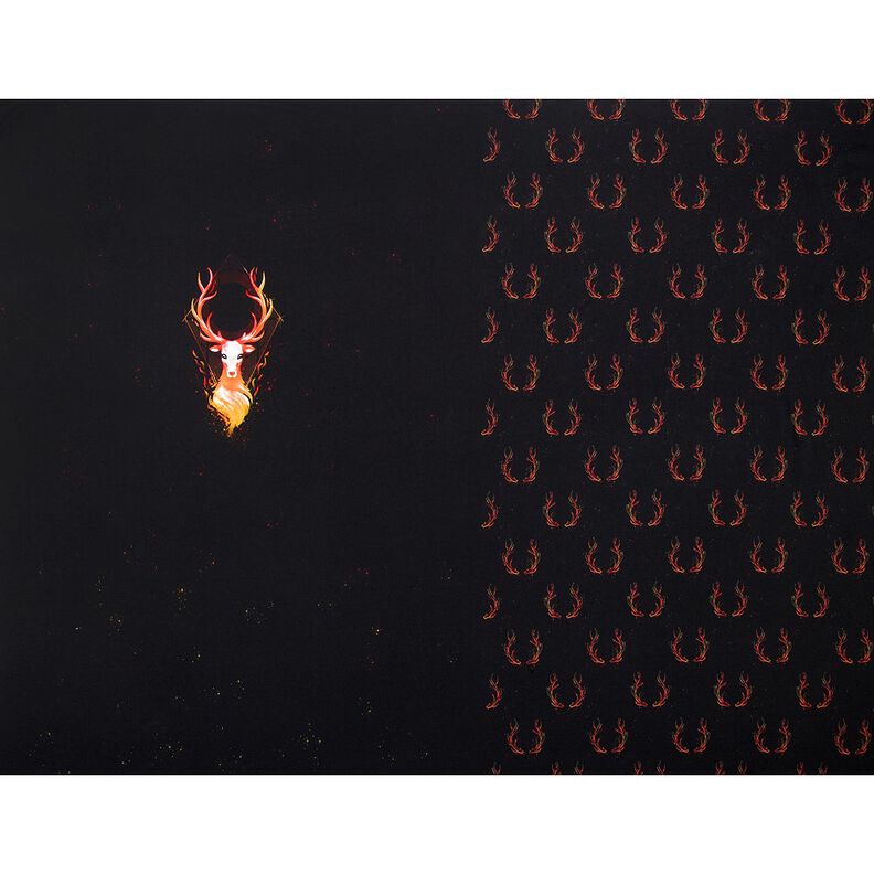 French Terry Panel Feuerhirsch | Glitzerpüppi – schwarz/orange, image number 5
