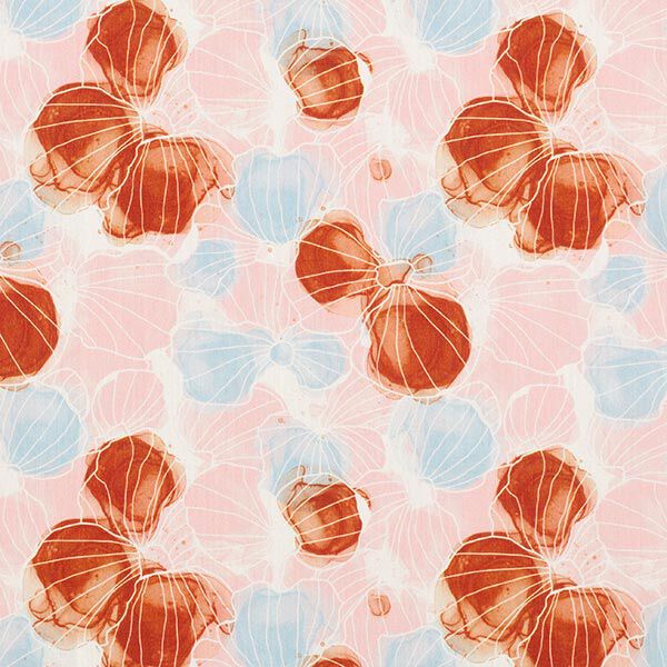 GOTS Batist Muschel-Blumen | Tula – wollweiss/hellblau, image number 1