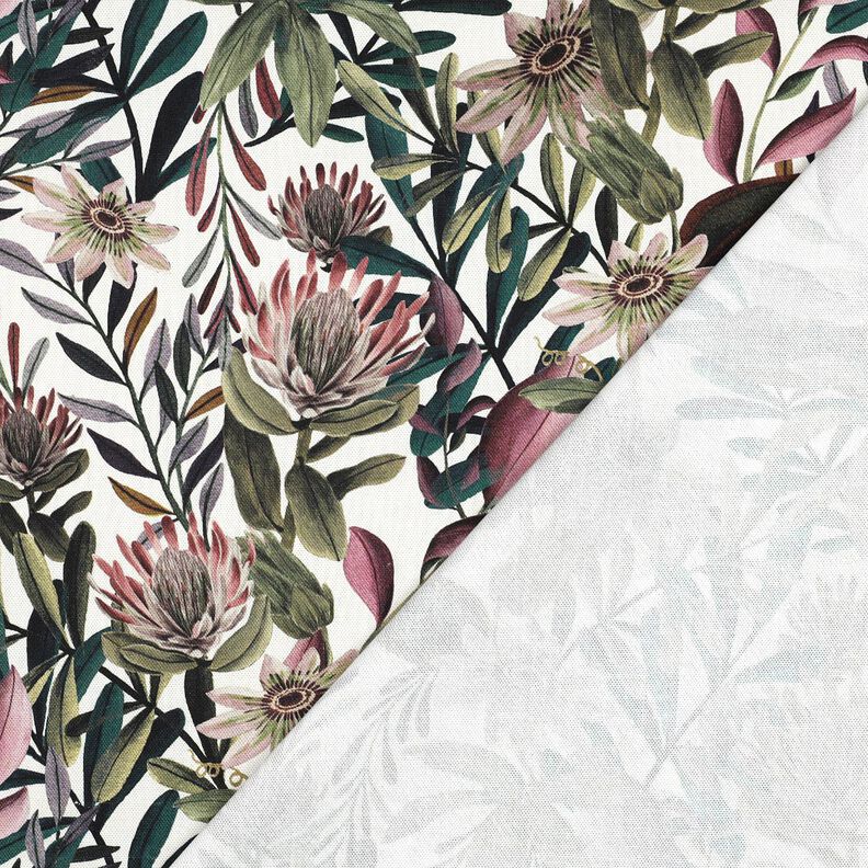 Dekostoff Canvas kunstvolle Blumen – elfenbein/dunkelpinie,  image number 4