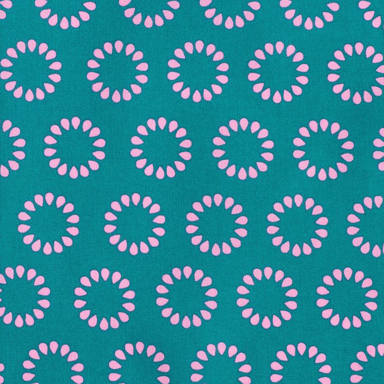 Beschichtete Baumwolle bunte Kreise – petrol/pastellviolett, image number 1