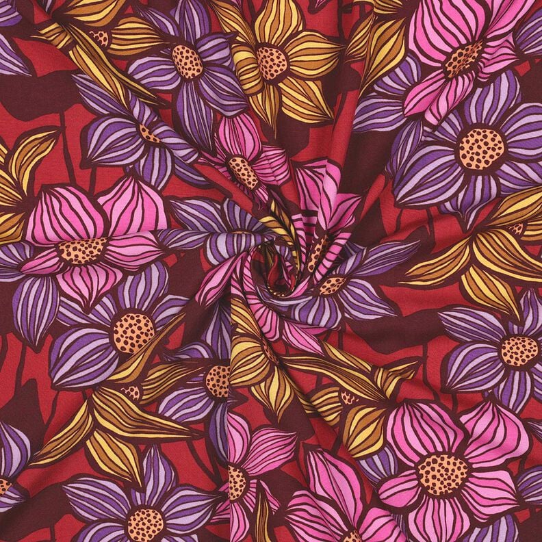 LENZING™ EcoVero™ Viskosestoff Blumen | Poppy Fabrics – merlot/apricot,  image number 3
