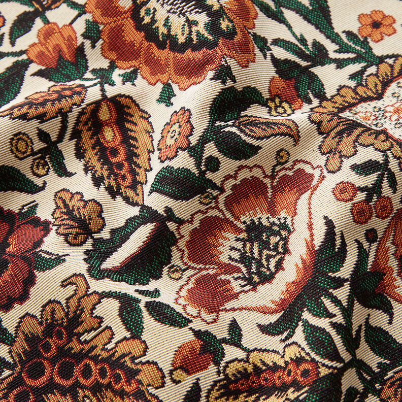 Dekostoff Gobelin Retro floral – hellbeige/kupfer, image number 2