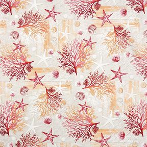 Dekostoff Canvas Maritime Collage – rot/orange, 