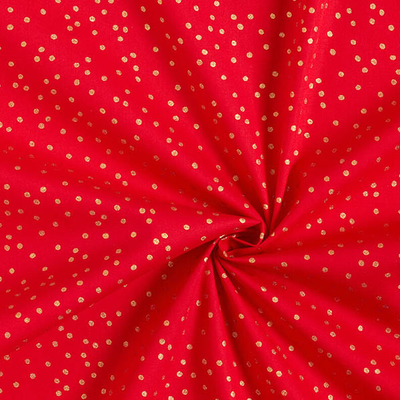 Baumwollstoff Popeline feine Punkte – rot/gold, image number 3