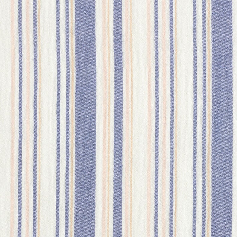 Musselin/ Doppel-Krinkel Gewebe garngefärbte Streifen | Poppy – weiss/marineblau,  image number 1