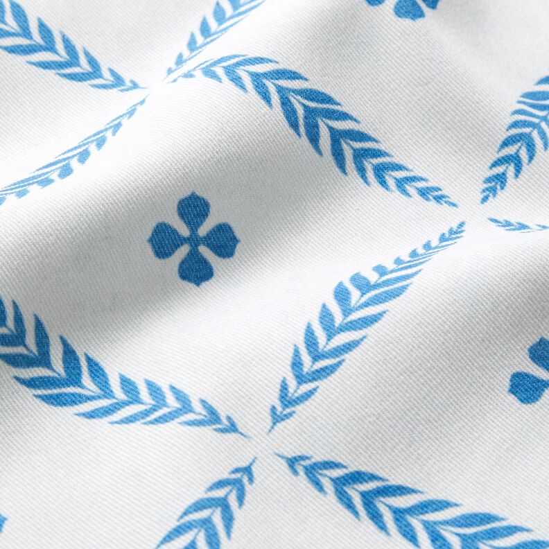 Dekostoff Baumwollköper elegante Rauten – weiss/blau,  image number 2
