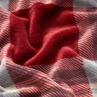 Kuschelfleece Karo – karminrot/hellgrau, 