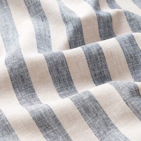 Leinen-Mix Streifen &ndash; natur/marineblau, 