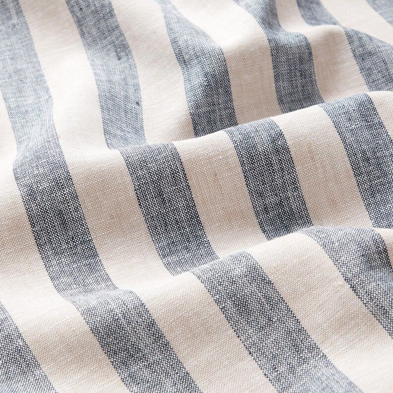 Leinen-Mix Streifen &ndash; natur/marineblau,  image number 2