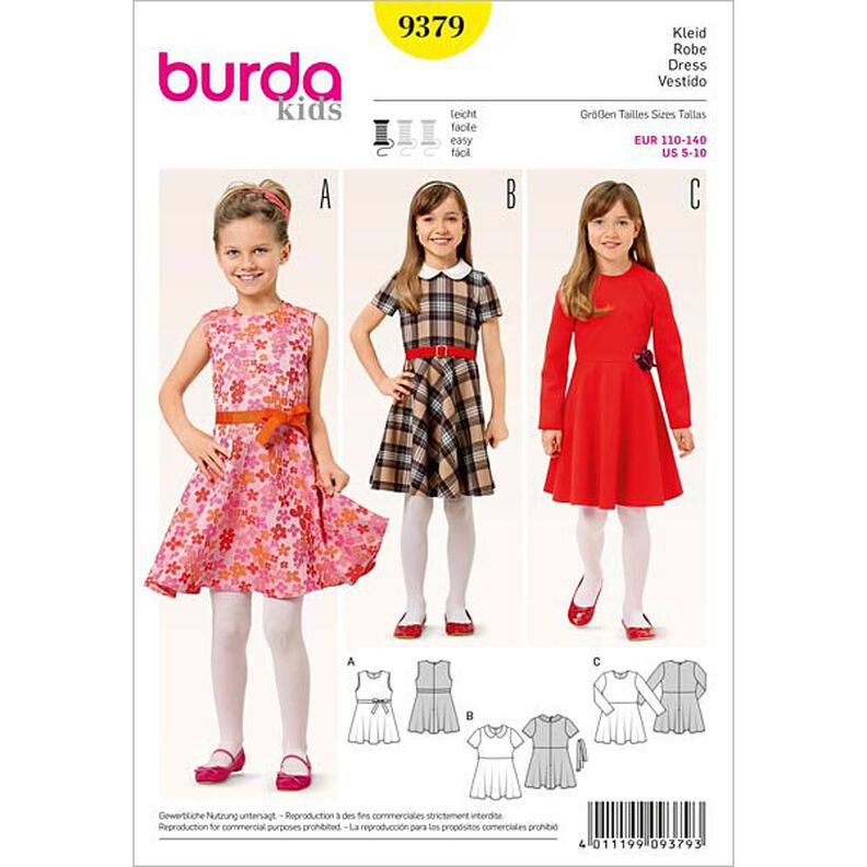 Mädchenkleid | Burda 9379 | 110-140,  image number 1