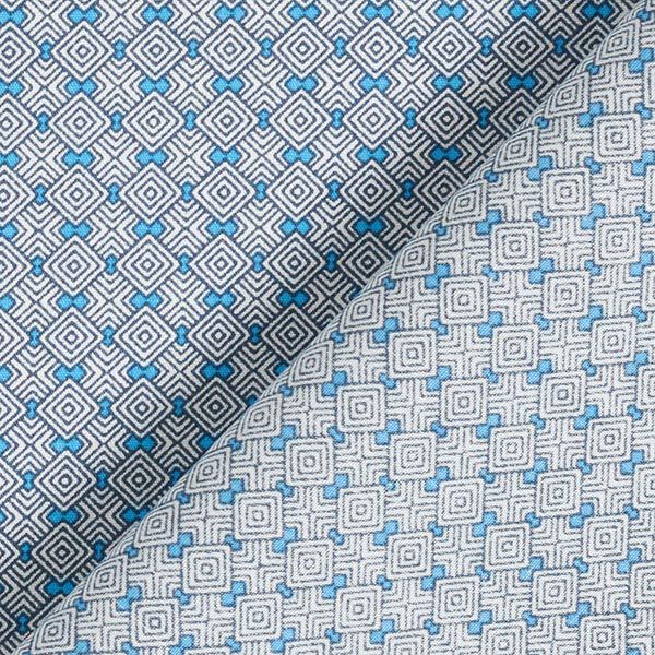 Futterstoff Rautenmuster – grau/blau | Reststück 50cm