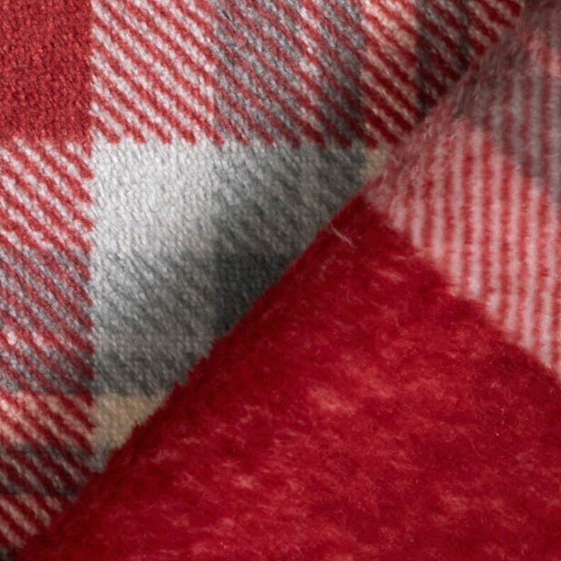 Kuschelfleece Karo – karminrot/hellgrau, image number 4