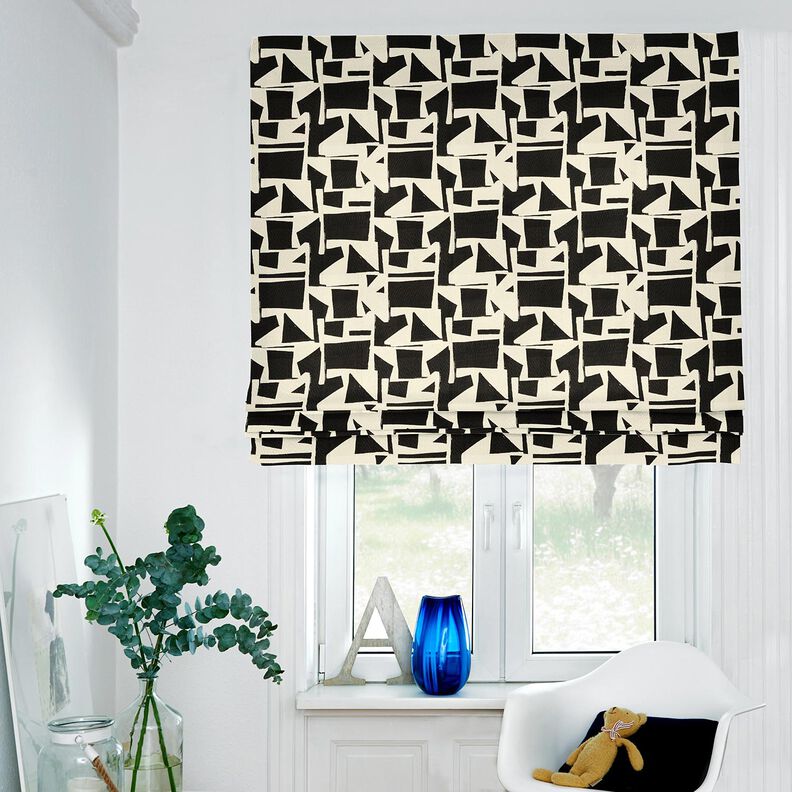 Dekostoff Jacquard abstrakte Struktur – schwarz/wollweiss, image number 6