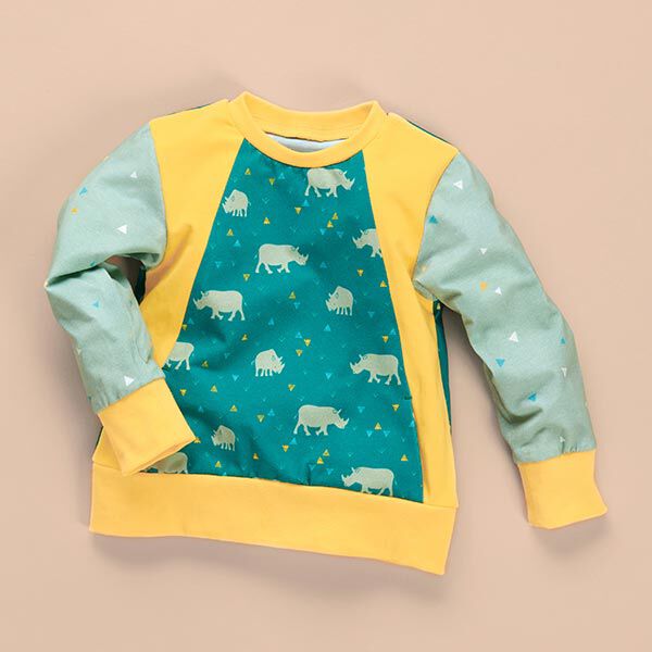 GOTS Baumwolljersey Nashorn | Tula Kids – petrol | Reststück 50cm