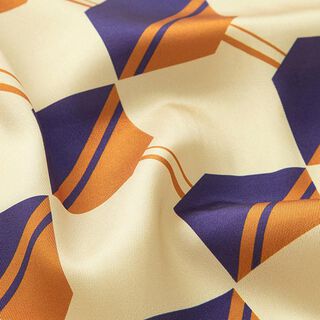 Polyester Satin grafisches Muster – creme, 
